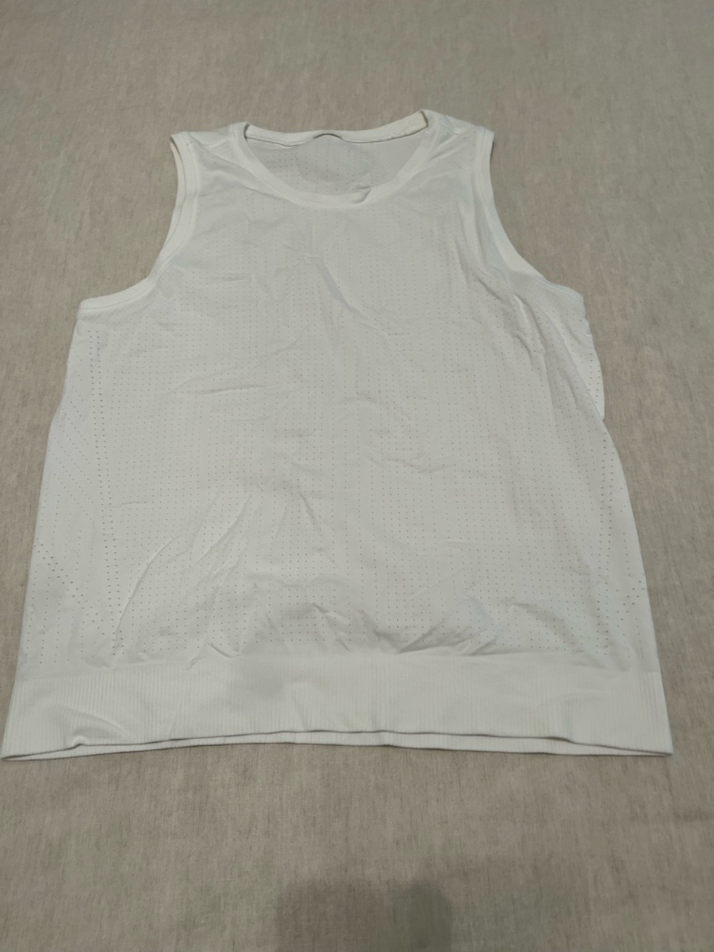 Athleta White Perforated Athletic Tank Top